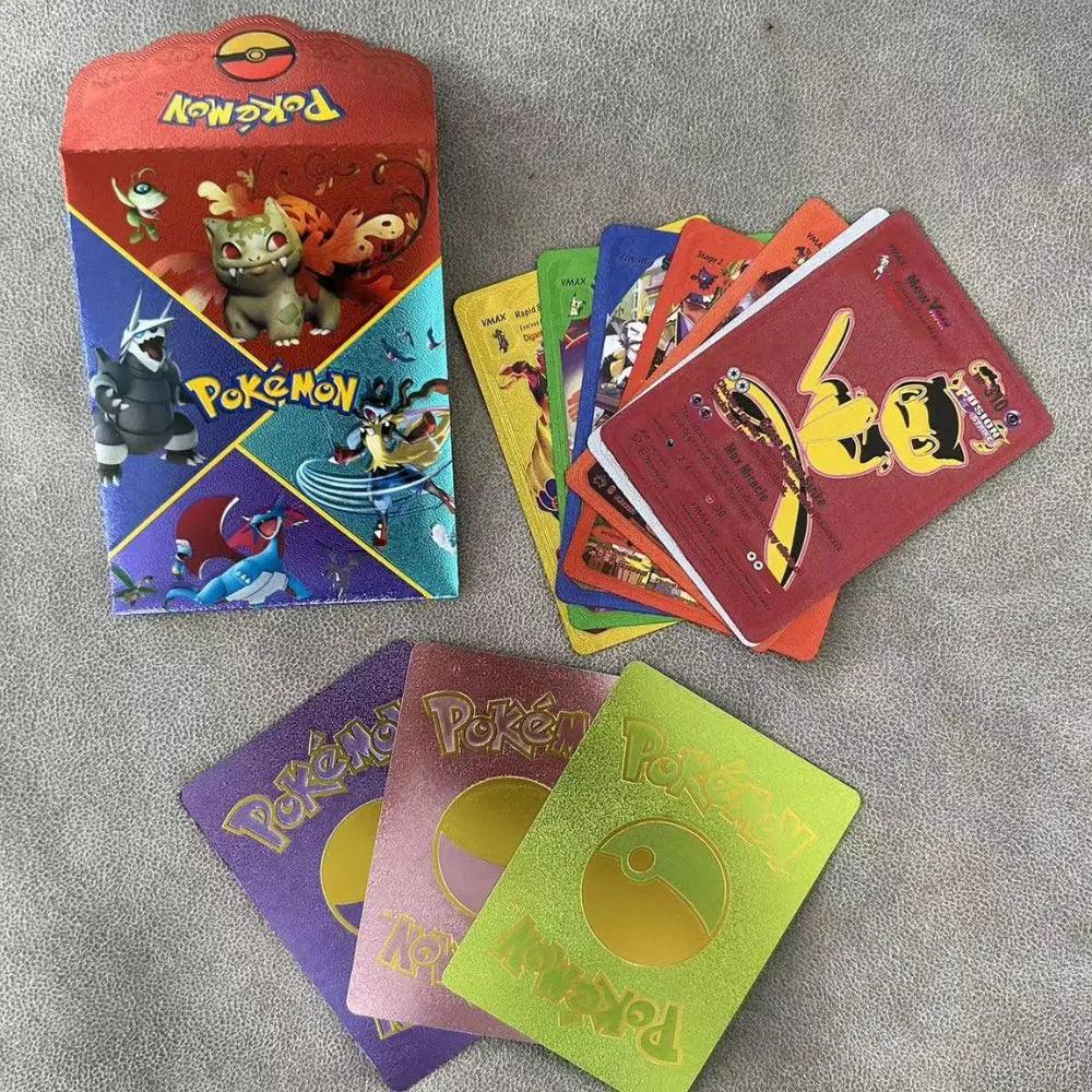 10Pcs Pokemon Cards German Spanish French English Vmax GX Color Energy Card Pikachu Rare Collection Battle Trainer Boys Gift - NTKSTORE