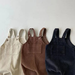New Spring Baby Pants Toddler Boys Solid Corduroy Suspender Trousers Girls Overalls Kids Basic Playsuit Jumpsuit Clothing - NTKSTORE
