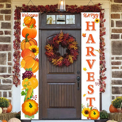 Thanksgiving Couplet Pumpkin Porch Hanging Banner Harvest Festival Party Decoration Thanksgiving Wall Door Hanging Banner - NTKSTORE