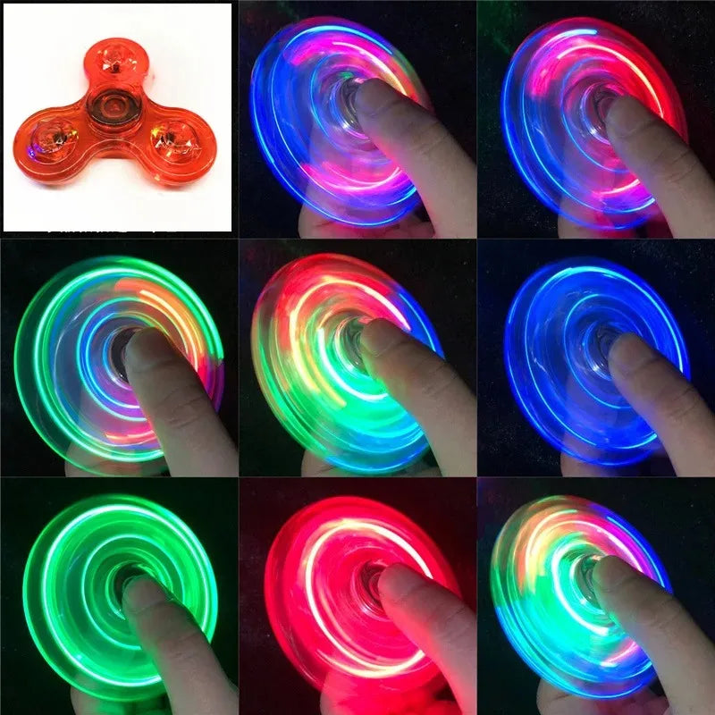 Crystal Luminous LED light Fidget Spinner Hand Top Spinners Glow in Dark EDC Stress Relief Toys Kinetic Gyroscope for Children - NTKSTORE