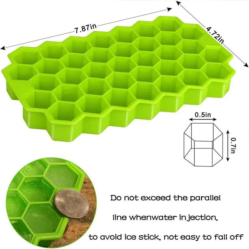 1pcs Honeycomb 37 Lattice Cube Tray Maker With Lid DIY Ice Mold - NTKSTORE