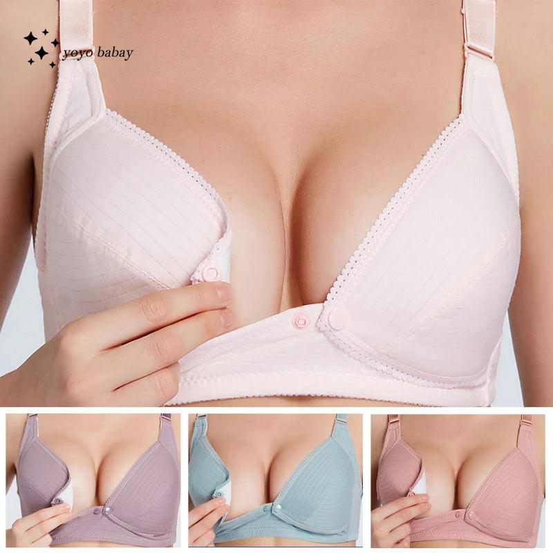 Soft Wire Free Nursing Bra 100% Cotton Breastfeeding Maternity Suckling Button Brassiere for Pregnant Women Underwear Clothing - NTKSTORE