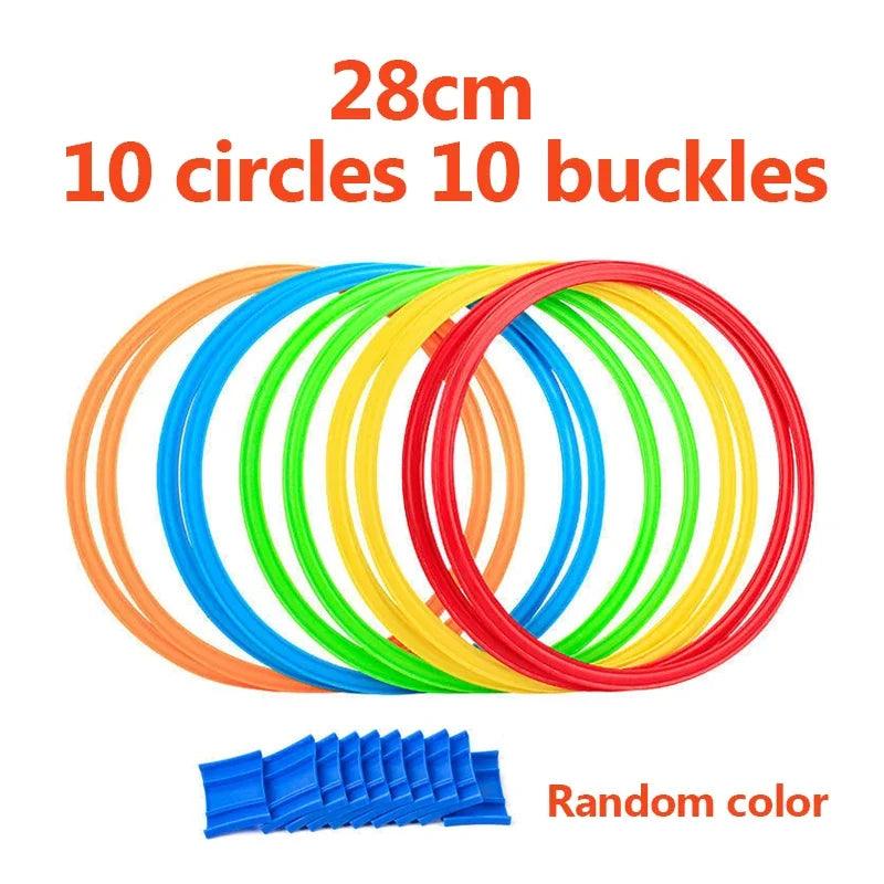 New Outdoor Kids Funny Physical Training Sport Toys Lattice Jump Ring Set Game 10 Hoops 10 Connectors for Park Play Boys Girls - NTKSTORE