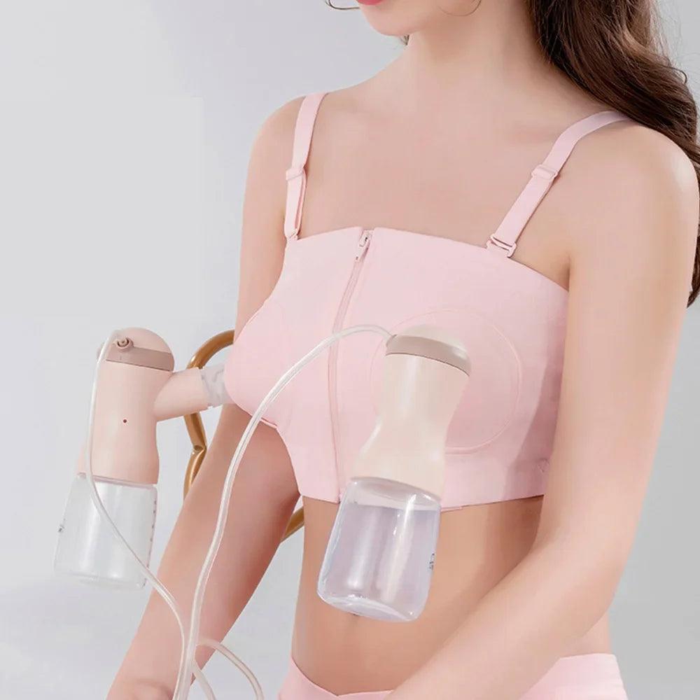 Maternity Bra Hands Free Pumping Bra Adjustable Cotton Breast Pump Bra No Steel Ring Nursing Bra for Breast Pump - NTKSTORE