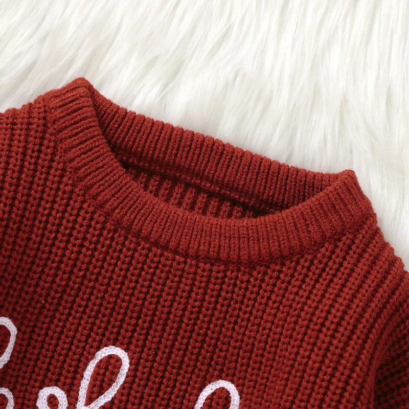 0-36months Baby Girls Sweater Long Sleeve Crew Neck Letters Winter Warm Knit Pullover Sweater For Infant For Girls