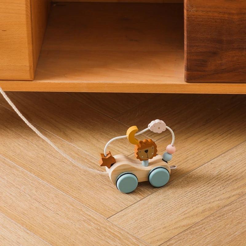 Baby Wooden Trailer Car Toys Rainbow Stacking Balance Blocks Animal Traction Car Star Moon Slider Beads For Kids Montessori Toys - NTKSTORE