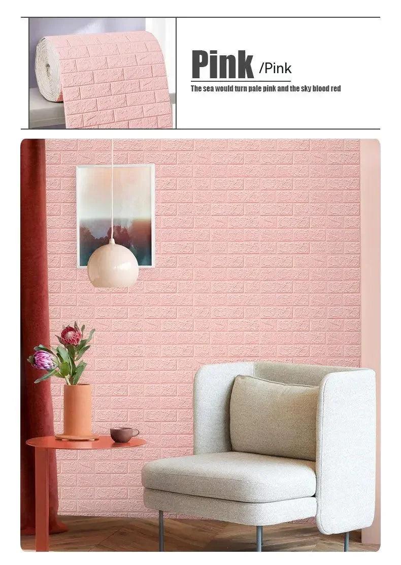 70cm*2m 3D Soft Foam Brick Wallpaper Sticker Roll DIY Self Adhesive Living Room Home Kitchen Bathroom Decorative Wall Paper - NTKSTORE