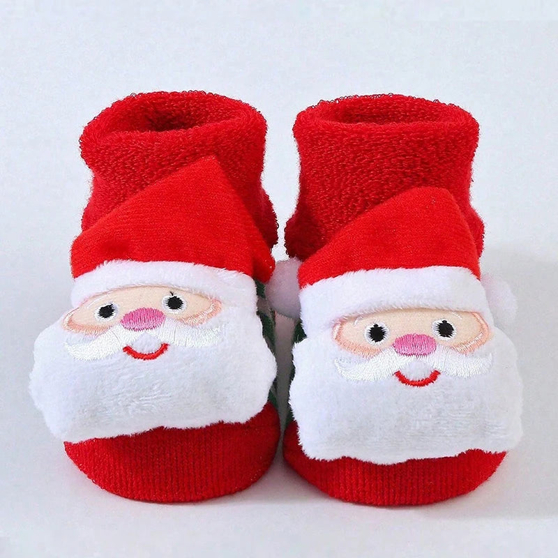 Kids Christmas Socks For 0-12Months Children's Short Socks Girls Boys Winter Warm Cotton Toddler New Year Gift Santa Claus Socks - NTKSTORE