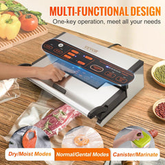 VEVOR Commercial Vacuum Sealer Machine Multifunction Automatic Food Packaging with Bag Roll Storage Cutter for Home Kitchen Use - NTKSTORE