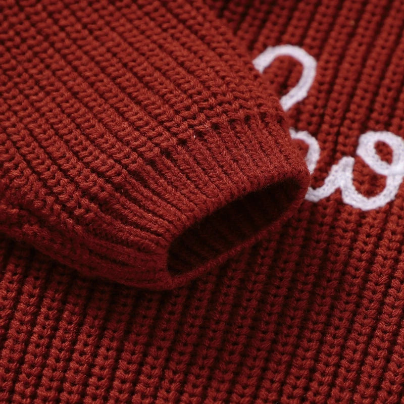 0-36months Baby Girls Sweater Long Sleeve Crew Neck Letters Winter Warm Knit Pullover Sweater For Infant For Girls