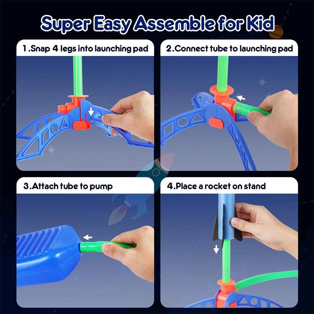 Kid Air Rocket Foot Pump Launcher Outdoor Air Pressed Stomp Soaring Rocket Toys Child Play Set Jump Sport Games Toy For Children - NTKSTORE