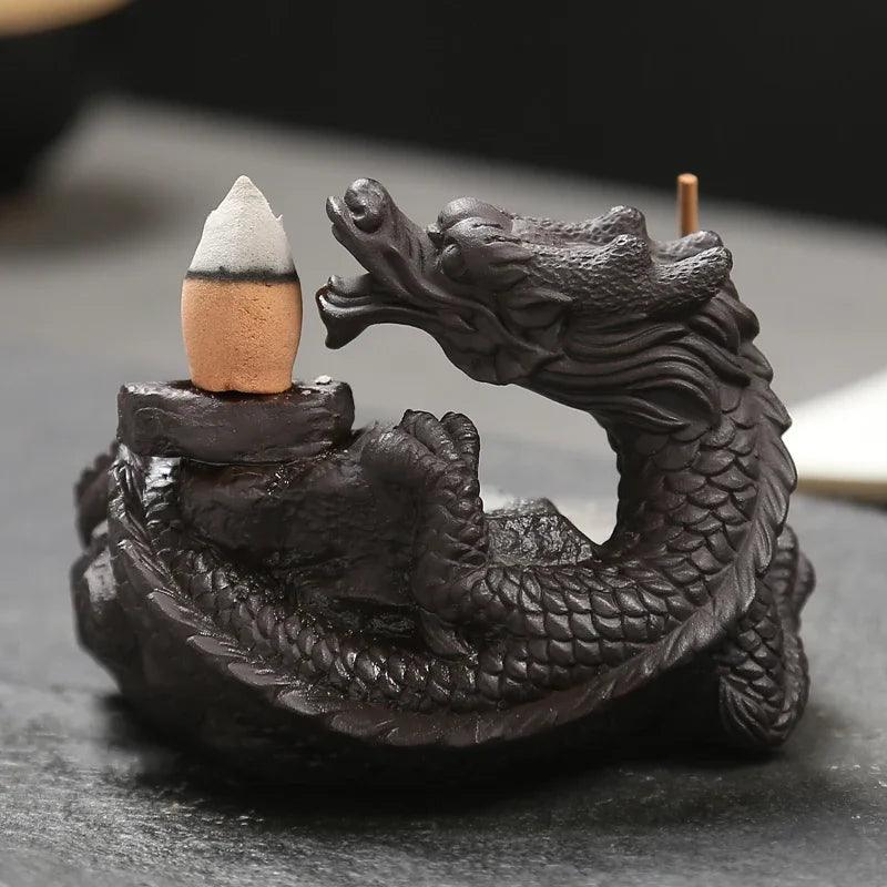 F 2023 hot Dragon Incense Burner Smoke Backflow Best Cone Censer incense Holder mini Office Desk Home Decor Teahouse Ornament - NTKSTORE