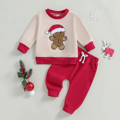 ma&baby 3M-3Y Christmas Newborn Toddler Infant Baby Boy Girl Clothes Sets Gingerbread Man Embroidery Tops Pants Xmas Costume