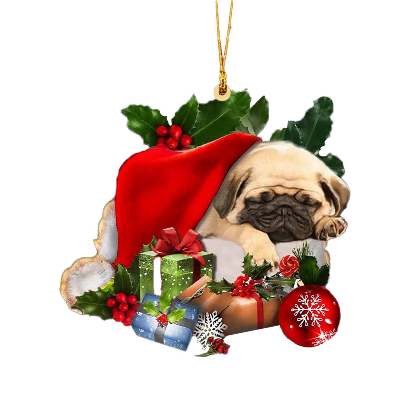 2023 Christmas Tree Pendant Cute Puppy Resin Acrylic New Room Xmas Gift Decoration Ornament Festive Dog Year Supplies Party Toys