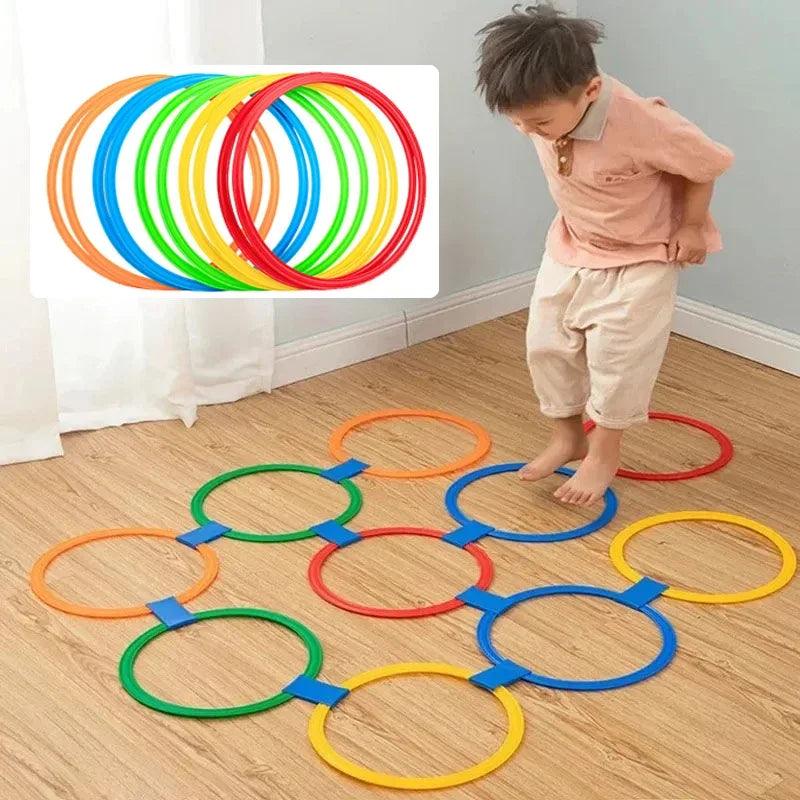 New Outdoor Kids Funny Physical Training Sport Toys Lattice Jump Ring Set Game 10 Hoops 10 Connectors for Park Play Boys Girls - NTKSTORE