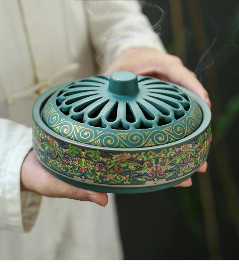 Mosquito incense box with cover incense burner Household ceramic tray incense burner mosquito incense burner decoration - NTKSTORE