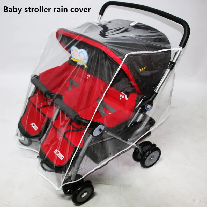 Universal Type Breathable Baby Pushchs Rain Cover For Twins Transparent Environmentally PVC Stroller Raincoat Wind Dust Shield - NTKSTORE