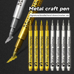 Gold Silver Metallic Marker Pen Waterproof Permanent Paint Marker Pen for Rock, Mug, Ceramic, Glass DIY Painting Supplies - NTKSTORE