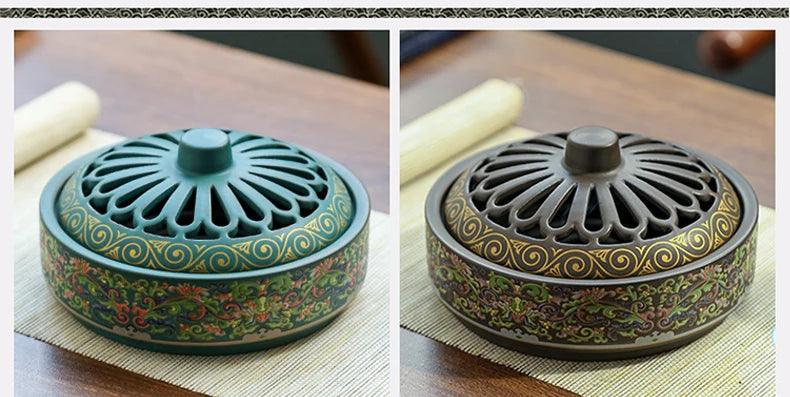 Mosquito incense box with cover incense burner Household ceramic tray incense burner mosquito incense burner decoration - NTKSTORE