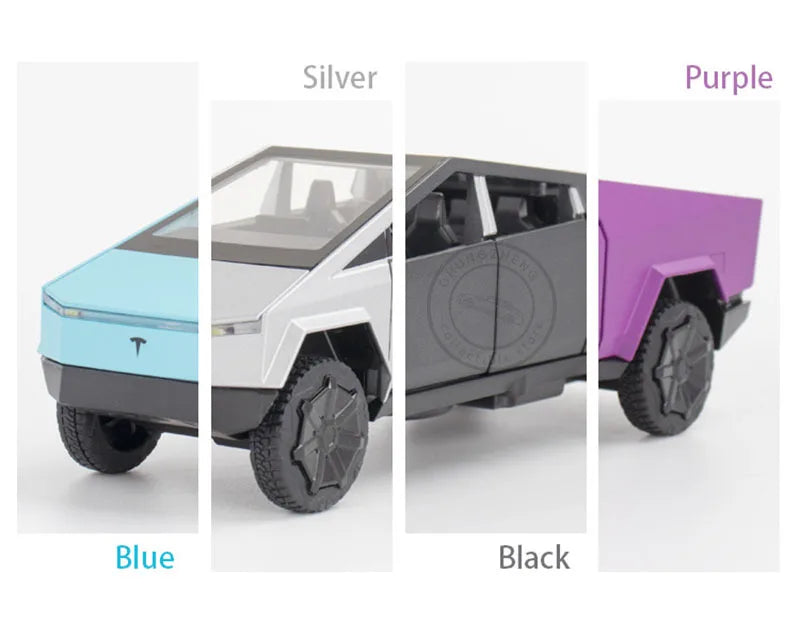 1:32 Tesla Cybertruck Pickup Alloy Car Model Diecast Toy Vehicle Sound And Light Simitation For Children Christmas Gift Boy Toys