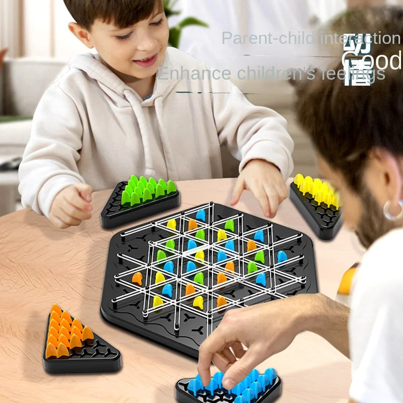 Geometry Chain Chess Board games Triangle Chess Desktop Game Rubber Band Training Family Interaction Exercise Thinking Toy Gifts - NTKSTORE