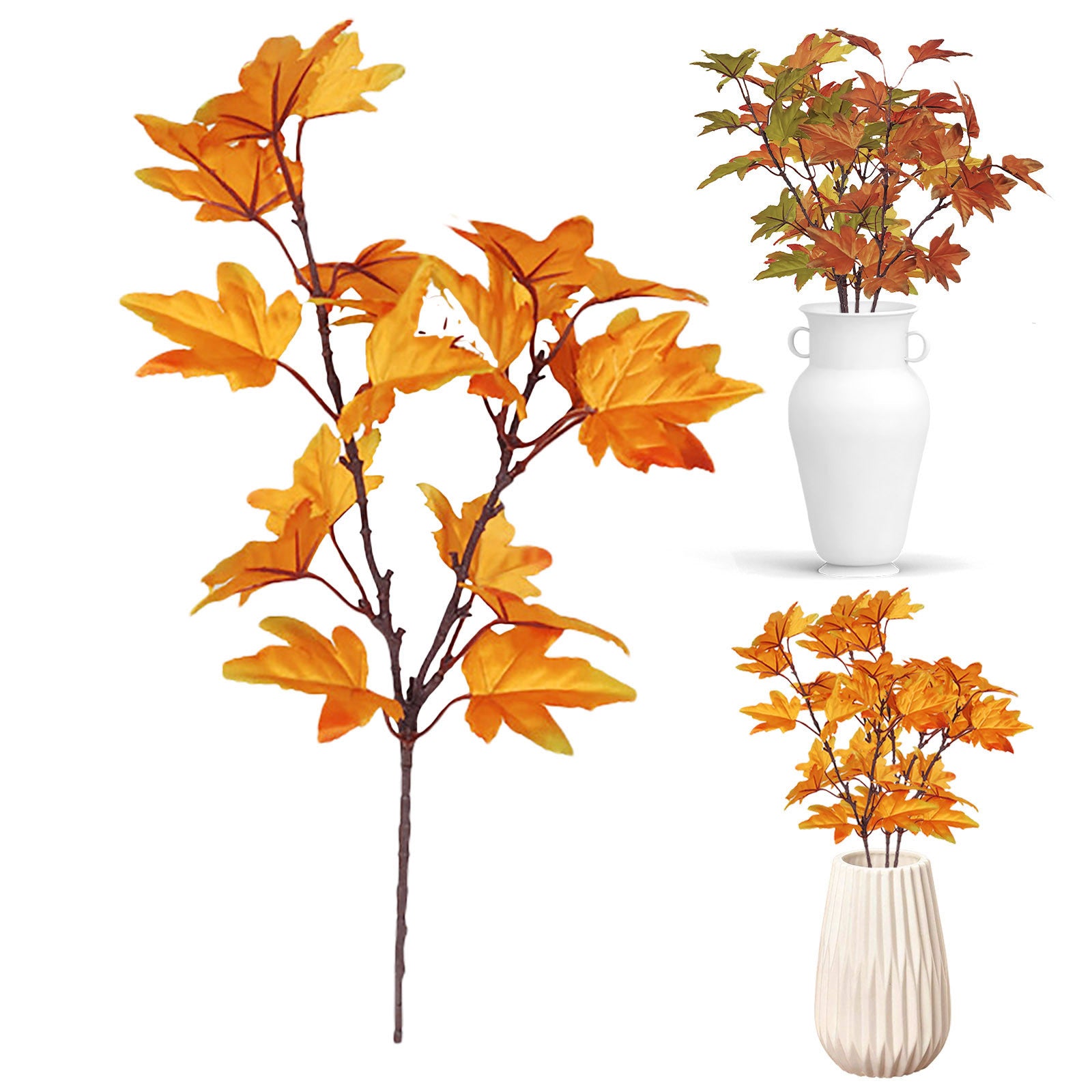 Artificial Leaves Kitchen Fall For Home Maple Stems Thanksgiving Leaves Outdoor Decor Branch Vase Flowers Artificial Tall - NTKSTORE