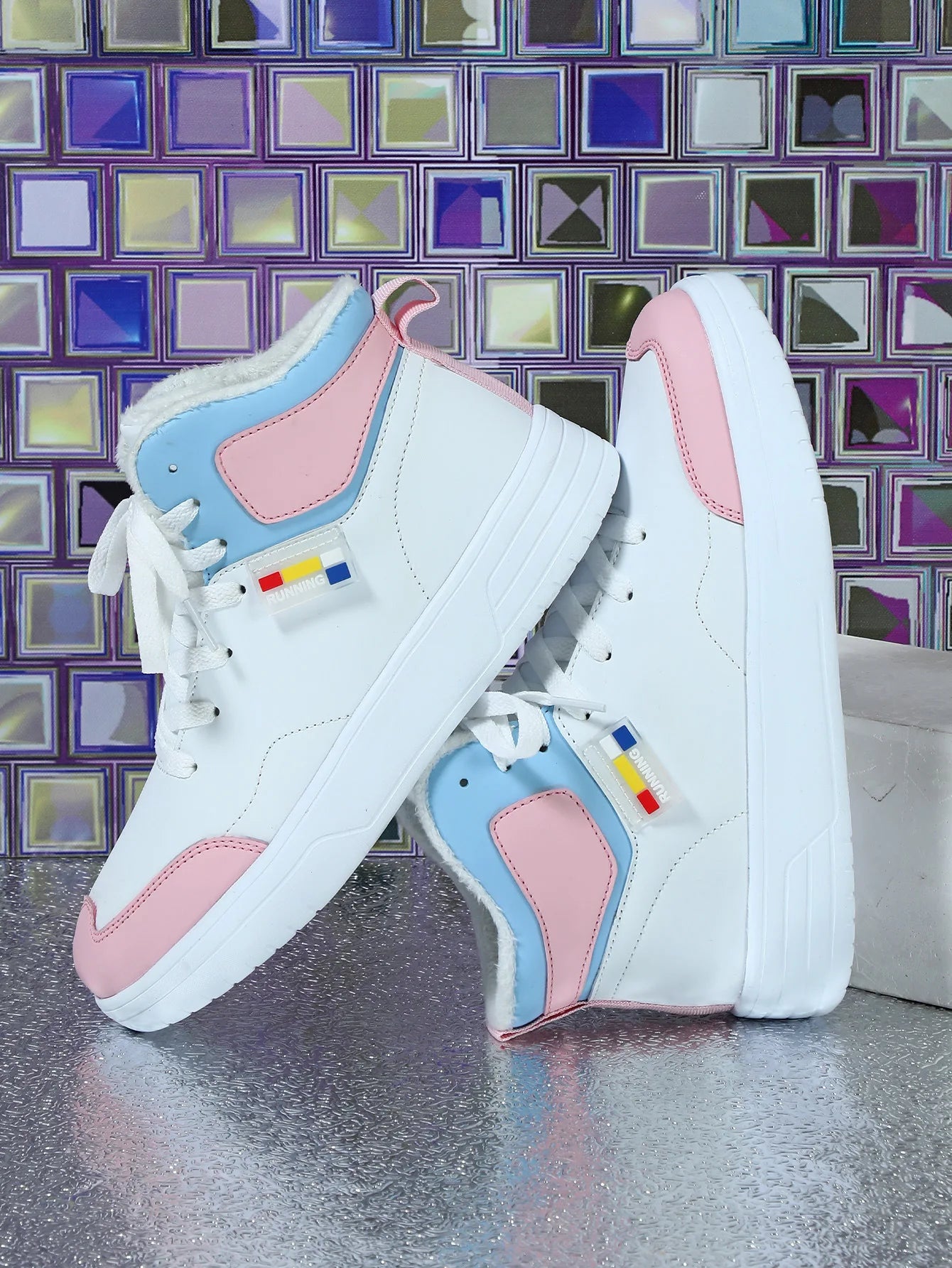 Couples Trend Color Matching Warm Winter Short Fluffy Casual High Top Sports Shoes Fashion Outdoor Shoes
