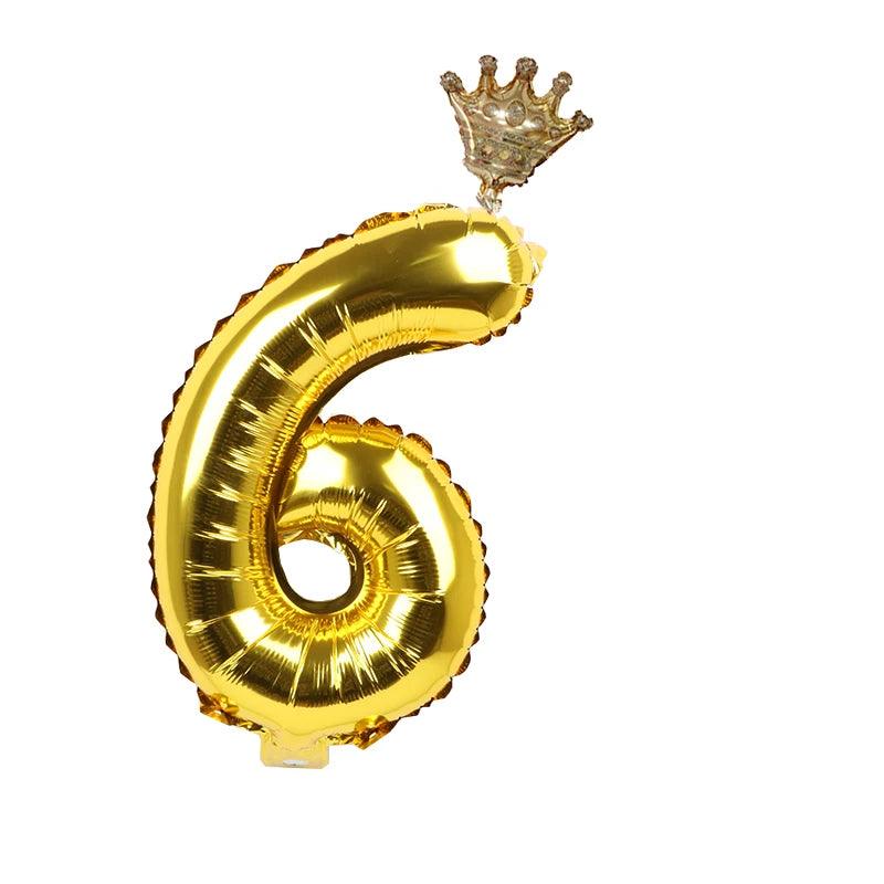 2pcs 32inch Rainbow Number Foil Balloons with Crown for Kids Boy Girl 1st Birthday Party Decorations Rose Gold Figures Globos - NTKSTORE