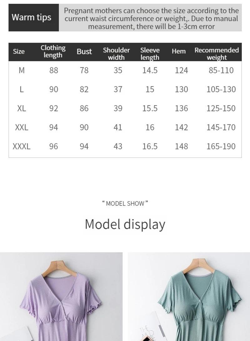 Modal Maternity Clothes Breastfeeding Nightgowns Nursing Sleepwear Hospital Loose Fitting Breast Feeding Pajamas Pregnancy Dress - NTKSTORE