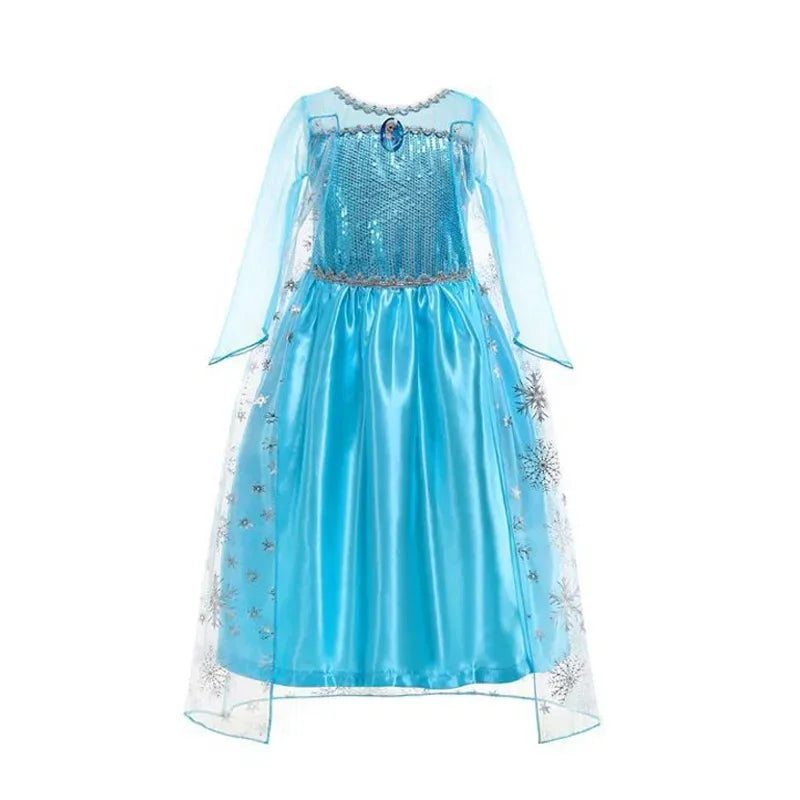 Elsa Dress for Girls Birthday Role Snow Queen Elsa Princess Dresses Kids Halloween Carnival Easter Party Dress Up Girls Costume - NTKSTORE