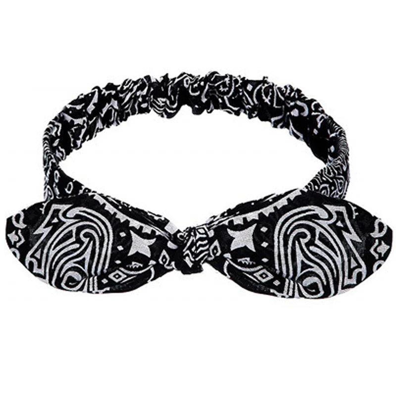 New Boho Women Soft Solid Print Headbands Vintage Cross Knot Elastic Hairbands Turban Bandanas Girls Hair Bands Hair Accessories - NTKSTORE