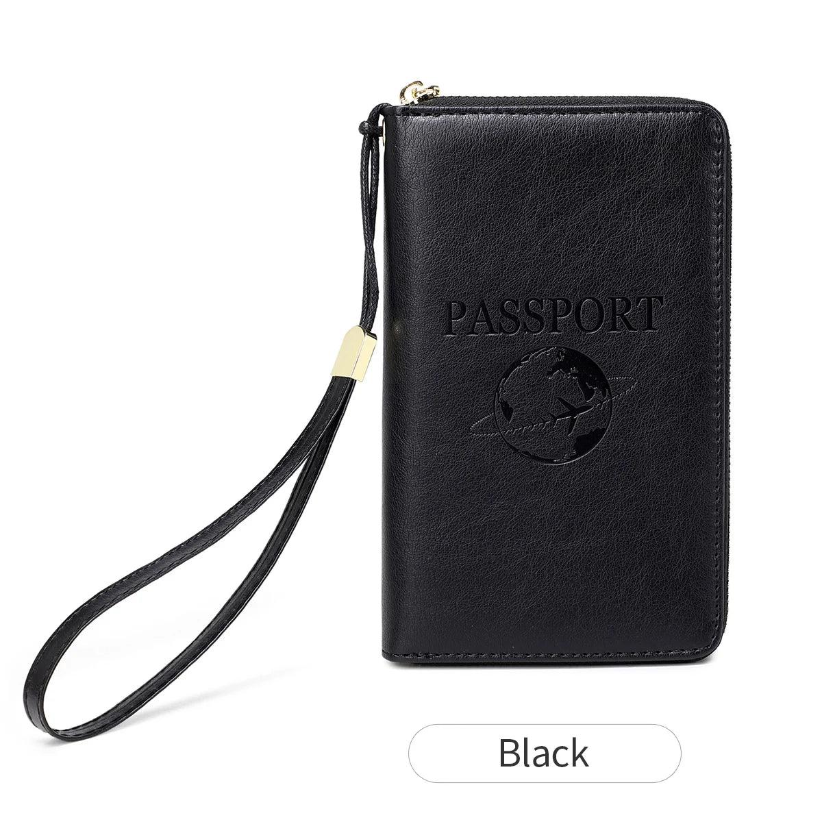 Fashionable and Portable RFID Travel Passport CasePULeather Multi functional Credit Card Passport Bag Neutral Travel Accessories - NTKSTORE