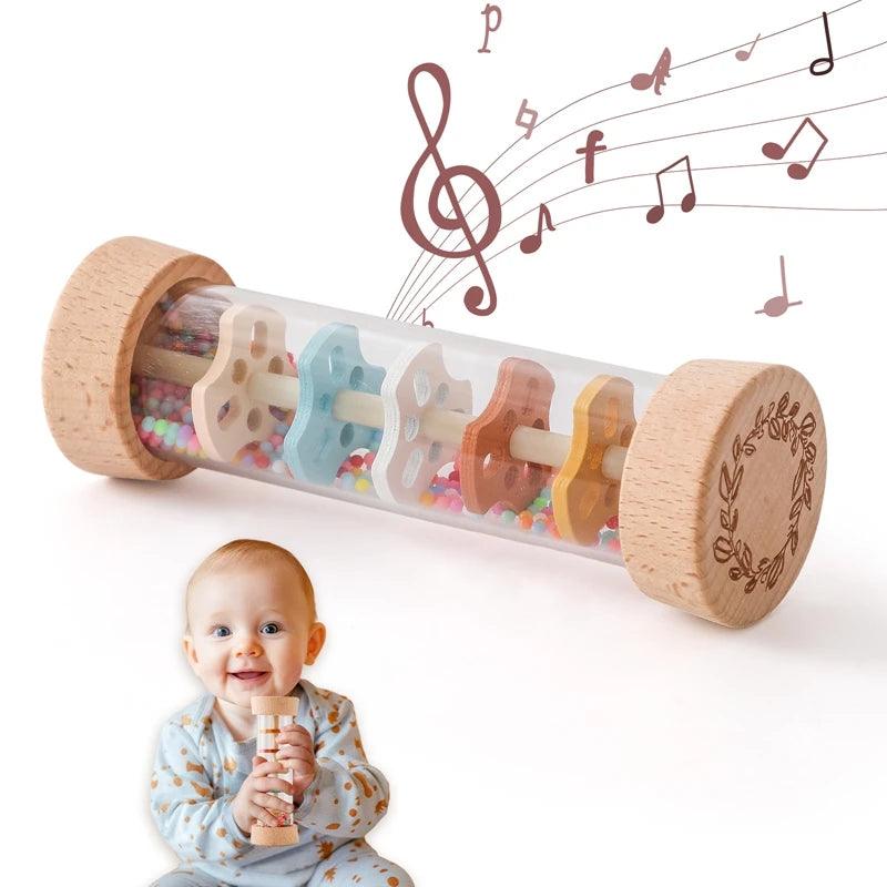 Baby Wooden Musical Instruments Toys Rain Stick Rainbow Hourglass Montessori Toys Rain Music Rattle Baby Educational Toys Gift - NTKSTORE