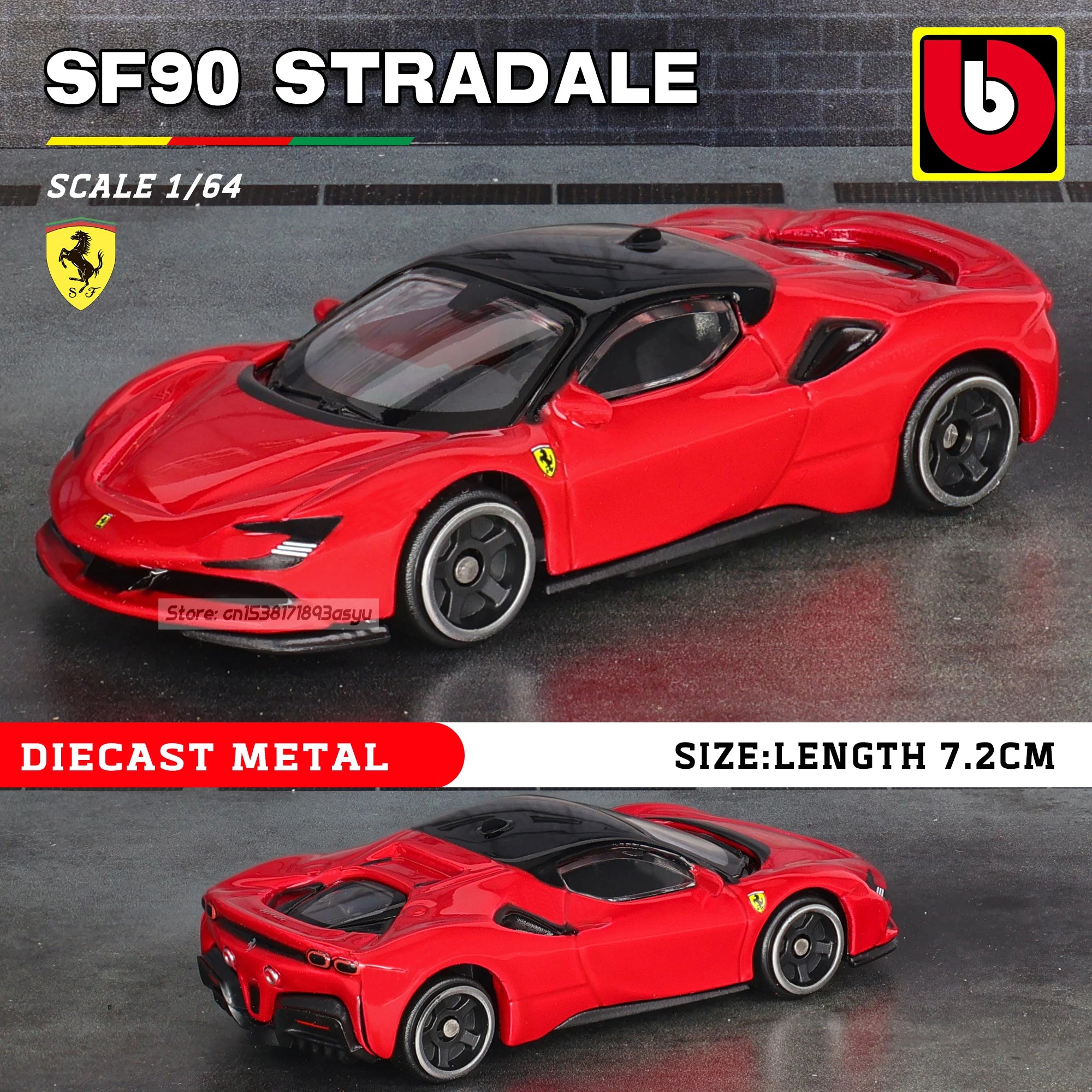 Bburago 1:64 Ferrari series 296 GTB 458 488 F12 ROMA F40 alloy luxury car die-casting car model toy collection gift