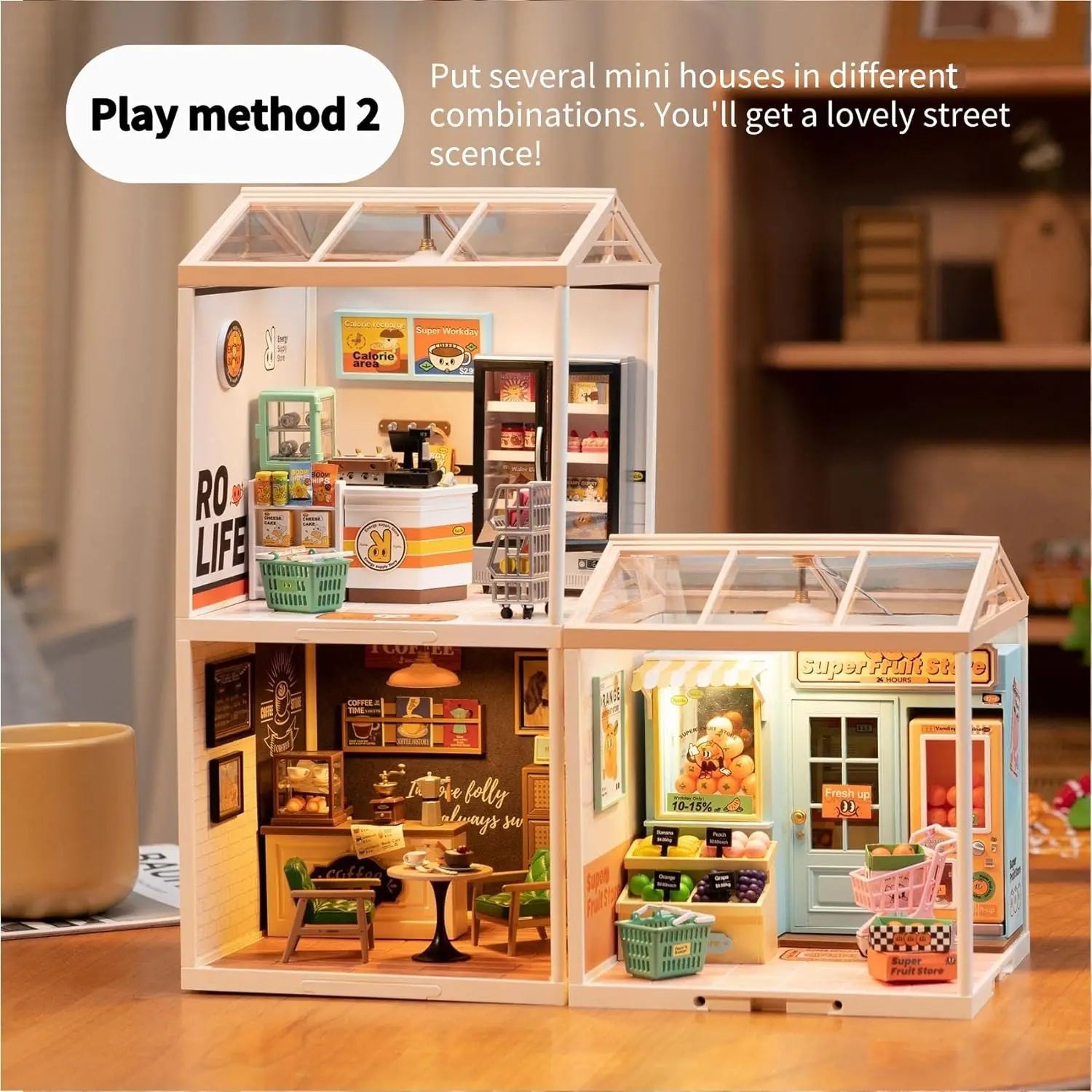 Robotime Rolife 3D Puzzle Super Store Golden Wheat Bakery Plastic DIY Miniature House Kit - NTKSTORE