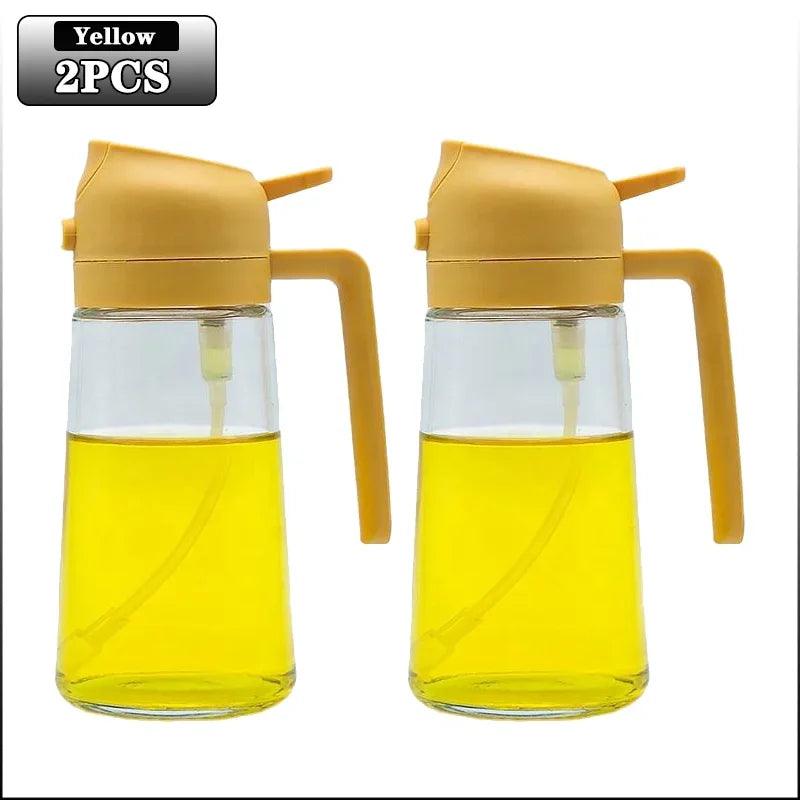 2in1 500ml Glass Spray Oil Sprayer Bottle Spray Oil Dispenser Oil Jar Cruet BBQ Kitchen Baking Roasting Picnic Kitchen Tool - NTKSTORE