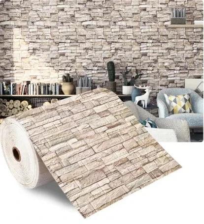 70cm*2m 3D Soft Foam Brick Wallpaper Sticker Roll DIY Self Adhesive Living Room Home Kitchen Bathroom Decorative Wall Paper - NTKSTORE