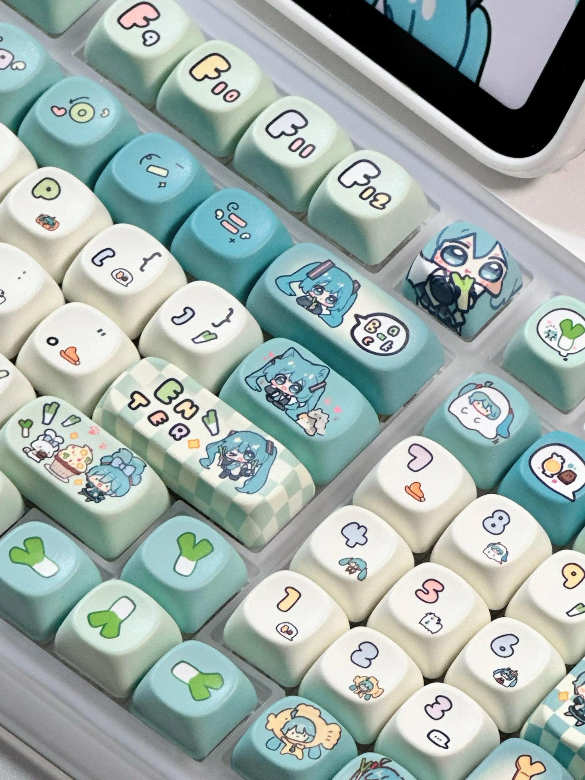 Miku Anime Keycap Xoa Pbt Cartoon Keycap Customization Individuation Keyset For Mechanical Gaming Keyboard Switch Birthday Gifts - NTKSTORE