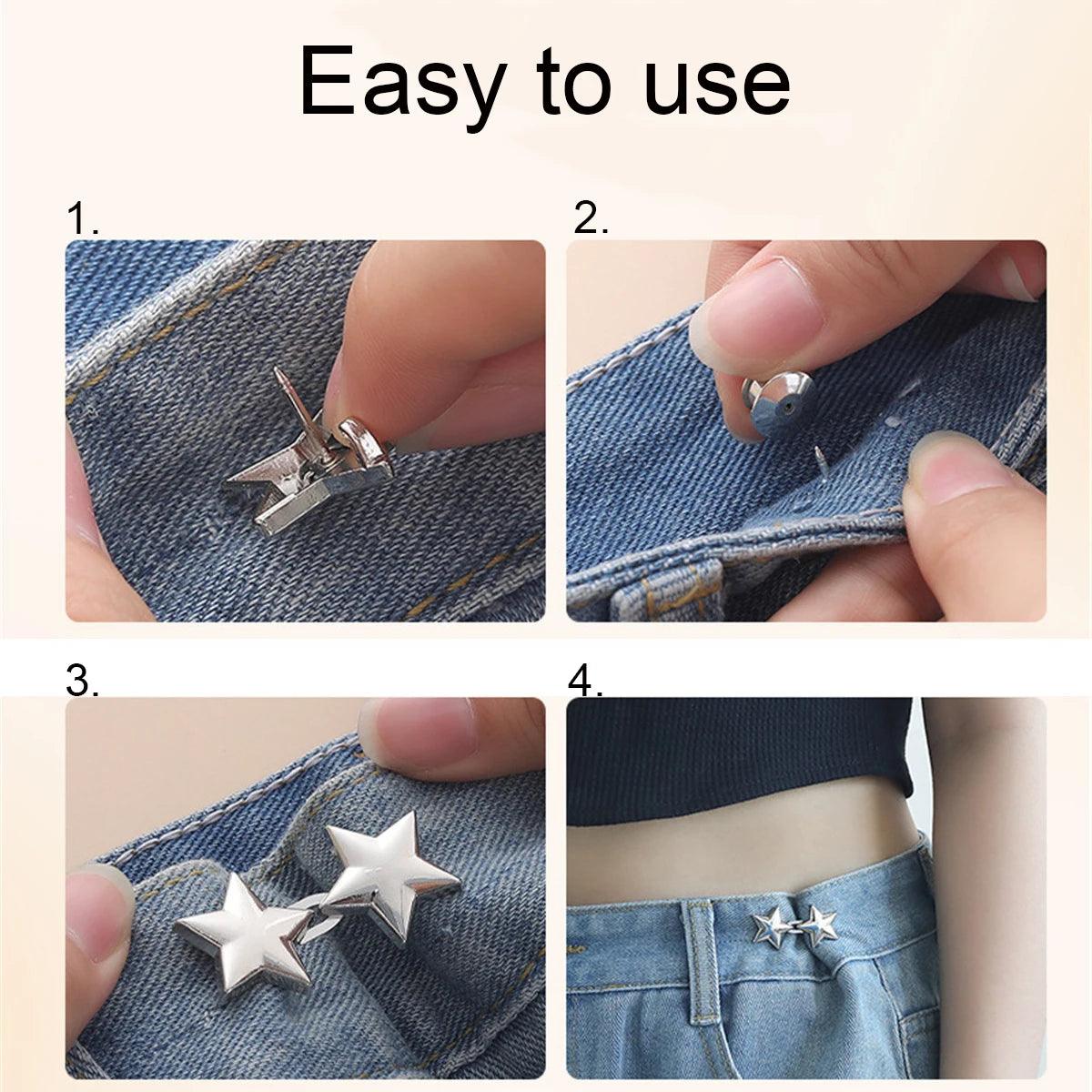 1Pcs Adjustable Clips for Pants Fastener Pants Pin Retractable Button Loose Button for Waist for Jeans Perfect Fit Reduce Waist - NTKSTORE