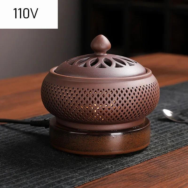 Y Enamel Electronic Incense Burner 110V/220V Timed Temperature Regulation Essential Oil Lamp Heating Electric Fumigating Furnace - NTKSTORE