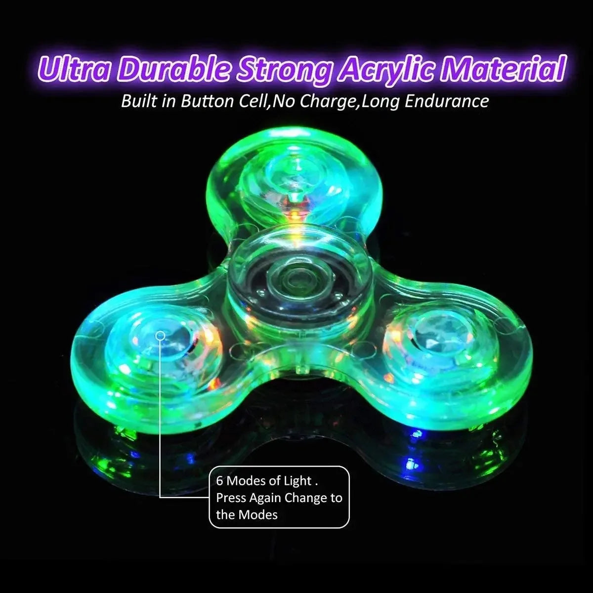 Crystal Luminous LED light Fidget Spinner Hand Top Spinners Glow in Dark EDC Stress Relief Toys Kinetic Gyroscope for Children - NTKSTORE