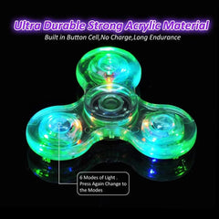 Crystal Luminous LED light Fidget Spinner Hand Top Spinners Glow in Dark EDC Stress Relief Toys Kinetic Gyroscope for Children - NTKSTORE