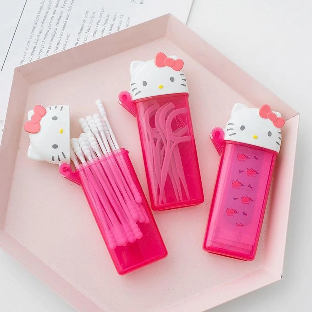 kitty mini toothpick tube kawaii anime kt cat portable travel makeup - NTKSTORE