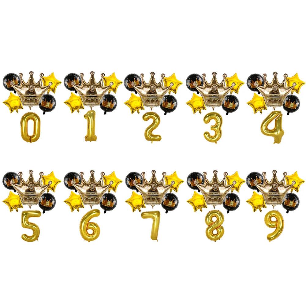 2pcs 32inch Rainbow Number Foil Balloons with Crown for Kids Boy Girl 1st Birthday Party Decorations Rose Gold Figures Globos - NTKSTORE