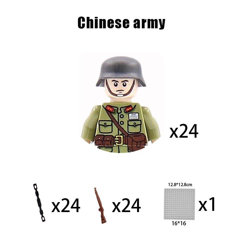 Children Toys Mini Military Figures Building Blocks WW2 UK French US Germany Soviet Army Soldiers Machine Gun Set Bricks Model - NTKSTORE