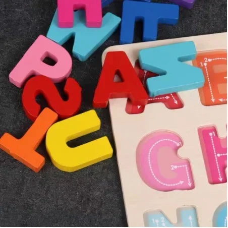 Colorful Alphabet Number Wooden Puzzles Kids Intelligent Matching Game Preschool Children Early Educational Toys