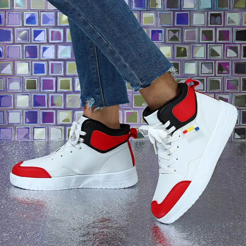 Couples Trend Color Matching Warm Winter Short Fluffy Casual High Top Sports Shoes Fashion Outdoor Shoes