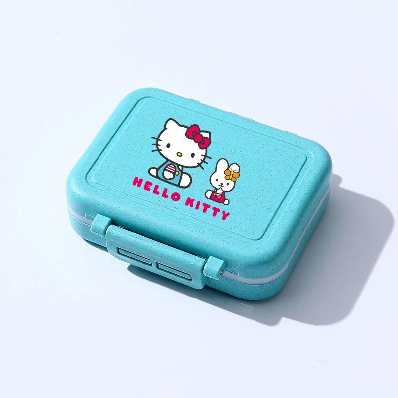 Sanrio Hello Kitty Mini Portable Pill Cases Moisture Proof Seal Ring Pills Organizer Case 3 Grids Travel Waterproof Pill Box - NTKSTORE