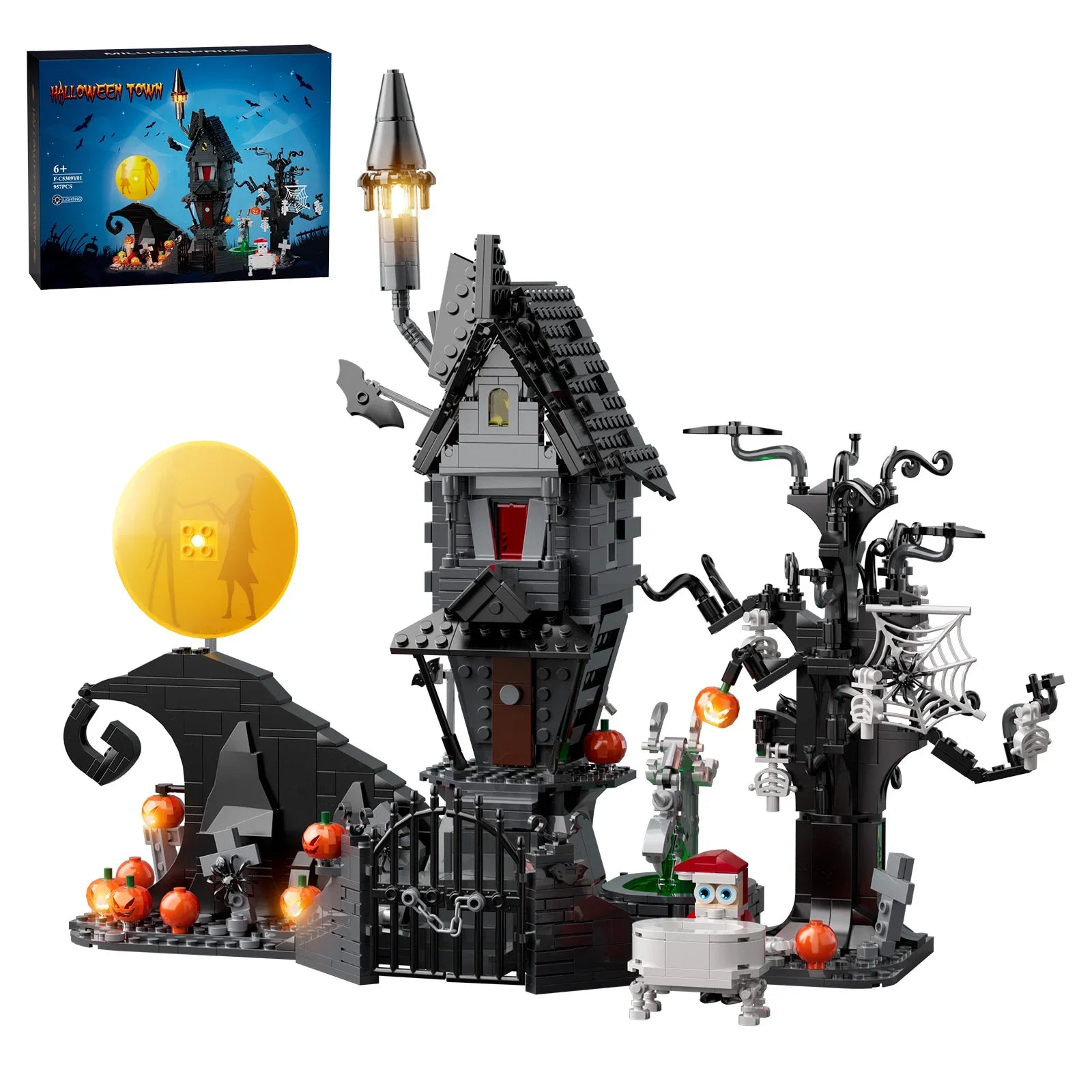 MOC Nightmares Before Christmas Halloween Pumpkin Nightmare House Building Block Set Haunted House Toys Children Gifts（957PCS) - NTKSTORE