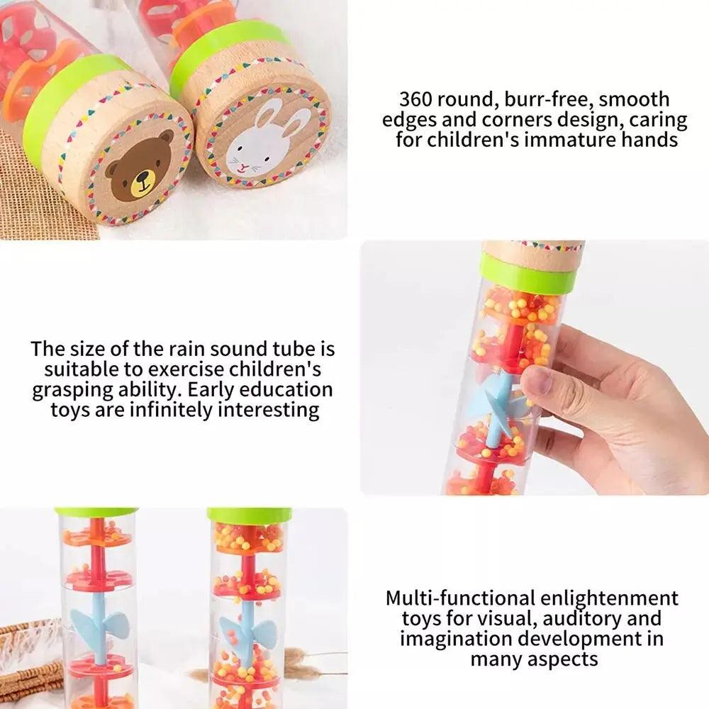 Montessori Baby Rain Stick Rainbow Hourglass Rain Music Rattle Baby Educational Toy Rainmaker Montessori Sensory Toys for Kids - NTKSTORE